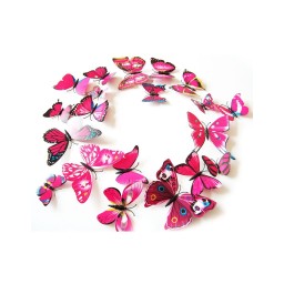 KT406 samolepicí sada dvanácti 3D motýlků rožové barvy