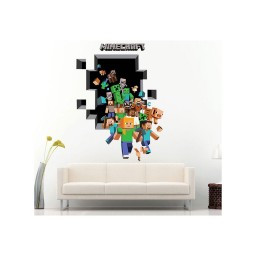 KT701 Samolepicí dekorace - samolepka na zeď Minecraft díra, velikost 85 cm x 60 cm