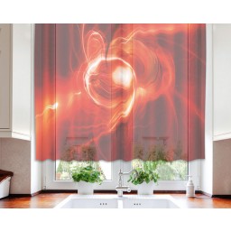 VO-140-027 Textilní fotozáclona s obšitím a řasící páskou, Červená abstrakce, velikost 140 x 120 cm