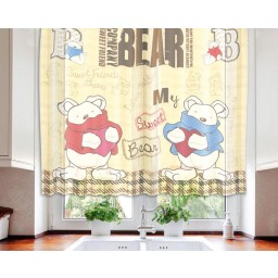 VO-140-029 Textilní fotozáclona s obšitím a řasící páskou, Teddy Bears, velikost 140 x 120 cm